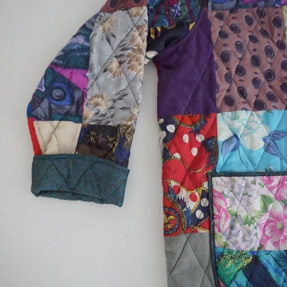 Vintage Multicolor Floral Patchwork Quilted Button Front Jacket Shacket M - Picture 8 of 11